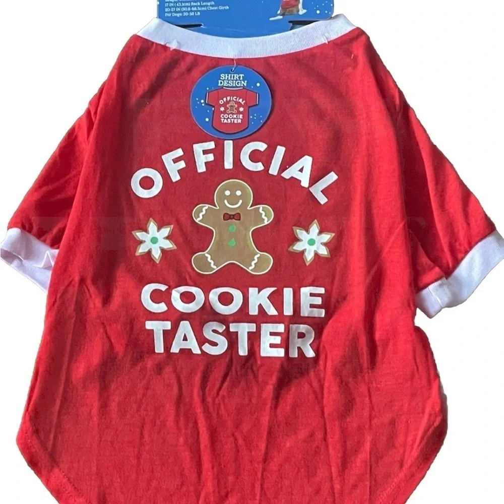 ❤️ 🆕 Vibrant Life Dogs Medium 20-50lb Holiday Pet Tee “Official Cookie Tester”